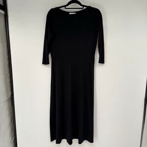 Cobalt District Organic Cotton Dress Womens L Black Minimalist Quiet Luxury